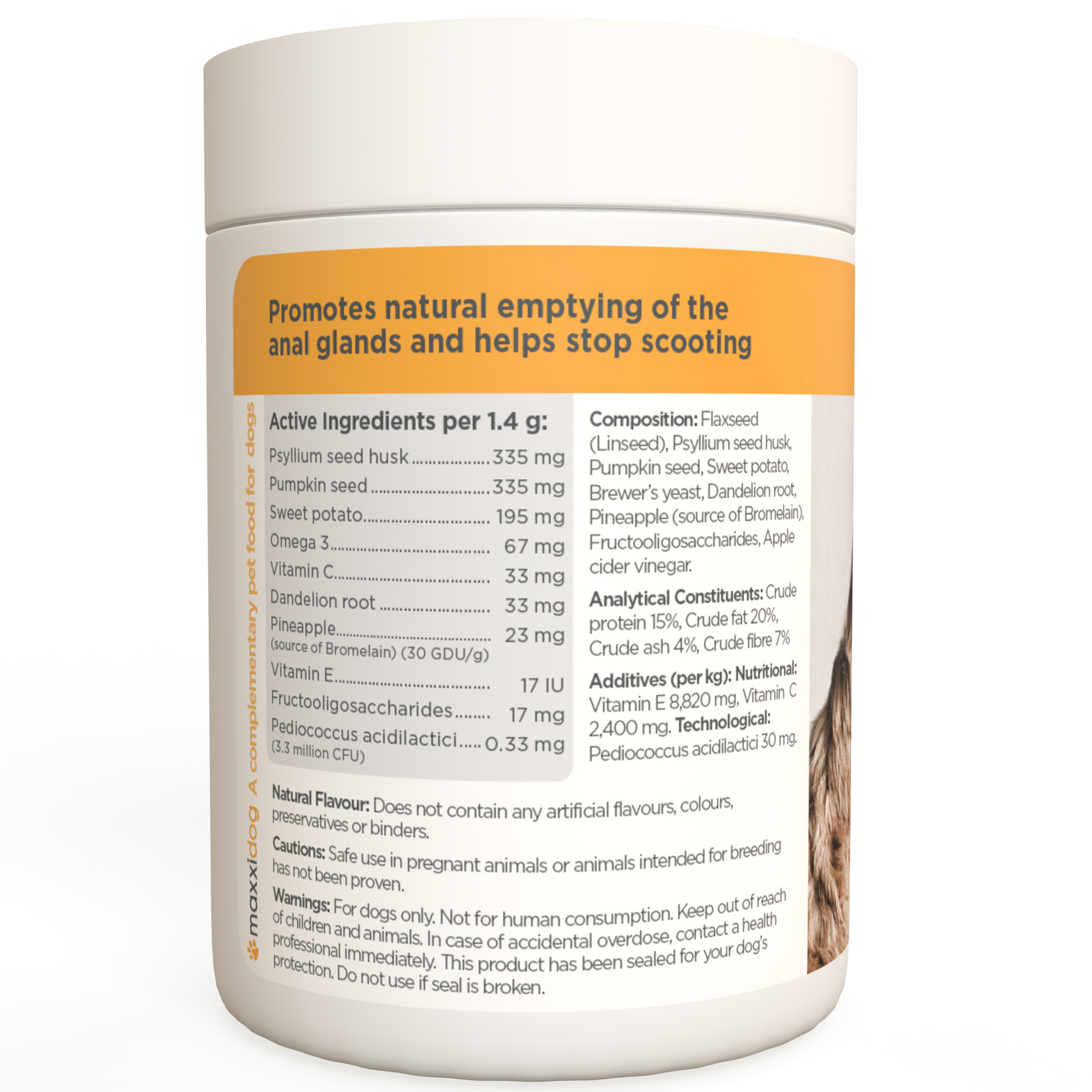 maxxiscoot anal gland support for dogs list of ingredients