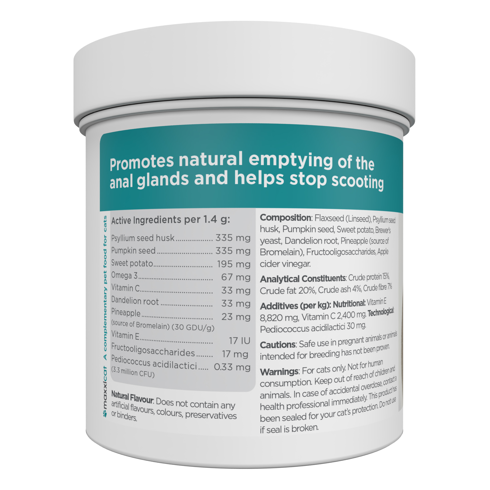maxxiscoot anal gland support for cats list of ingredients